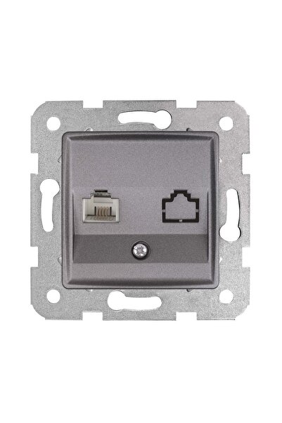 VİKO Linnera Life Granit Grisi Tekli Nümeris Cat-3 Telefon Prizi Çerçeveli - ...