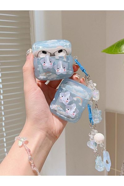 KVK PRİVACY Airpods 1stAnd 2Generation Compatible Premium Blue Star Luminous Headphone Case