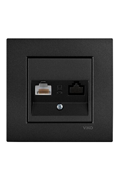 VİKO Viko Artline Novella Siyah Tekli Data Cat-6 İnternet Prizi ÇERÇEVELİ