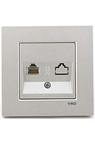 VİKO Viko Artline Novella Metalik Beyaz Tekli Nümeris Cat-3 Telefon Prizi ÇERÇEVELİ