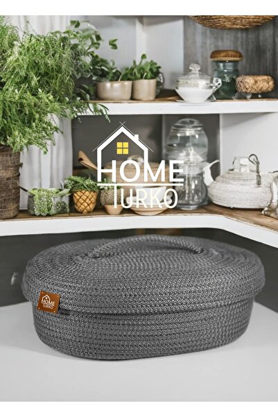 HomeTurko Kitchen Basket - Jute with Lid, Wicker, Organizer, Organizer, Decorative