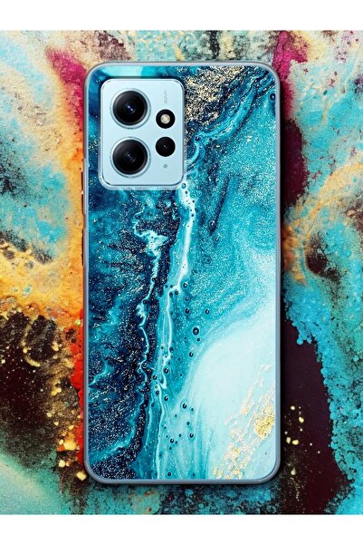 Spoyi Xiaomi Redmi Note 12 4G Mavi Kumsal Tasarımlı Şeffaf Telefon Kılıfı