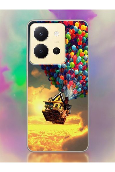 Spoyi غلاف هاتف شفاف بتصميم بالون لهاتف Vivo Y36 Up Cartle