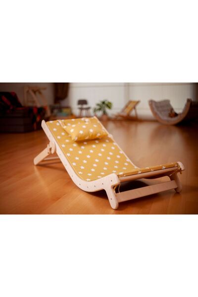 KIDOPPO Montessori Çocuk Şezlongu | Ahşap Uzanma Sandalyesi | Çocuklar için Plaj ve Bahçe Şezlongu