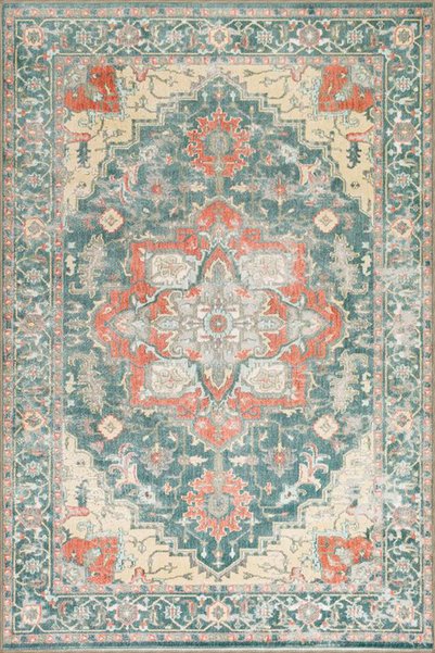 Rugs Modern Halı Green Color Traditional Vintage Themed Patterned Woven Base ...