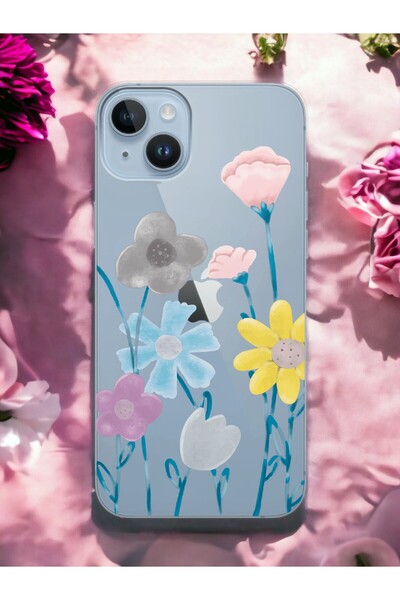 Spoyi iPhone 15 Color Brush Tasarımlı Şeffaf Telefon Kılıfı