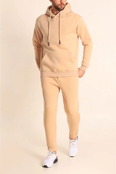 BayBayan Ανδρικό σετ αθλητικών φόρμας Jogger Mink 3 - Βαμβακερό εσωτερικό, 3 κλωστές