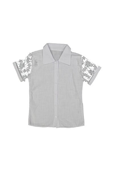 bebitomkids Kız 5-12 Yaş Kollar Tül Çiçekli Gömlek
