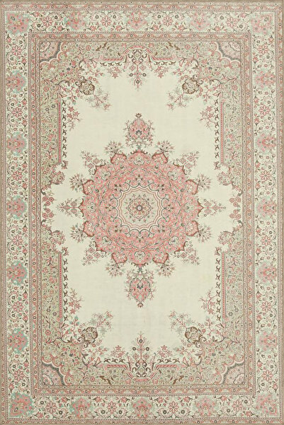 Rugs Modern Halı Krem Geleneksel Desenli Dokuma Taban Halı ve Yıkanabilir Hal...