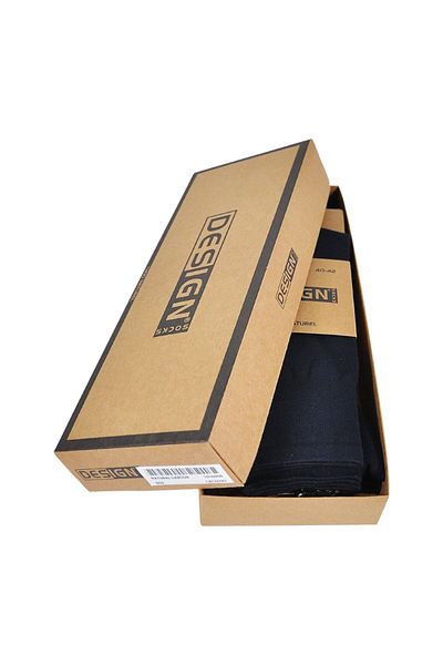 Design Socks Ανδρικές κάλτσες Navy Blue 100% βαμβακερές (6 ζευγάρια) σε ειδικό κουτί Kraft - Κάλτσες με σχέδια