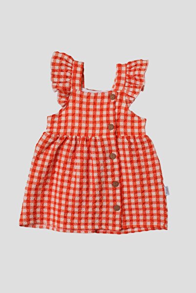 Chicsy Baby Pötikare Desenli Fırfır Detaylı Esnek Kız Bebek Elbisesi