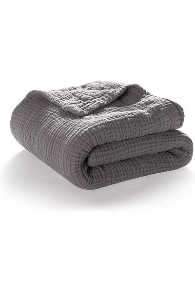 EVYA Soft Gray Cool 4 Kataneli 170X220 cm Modern Bedspread Organic Cotton 100%