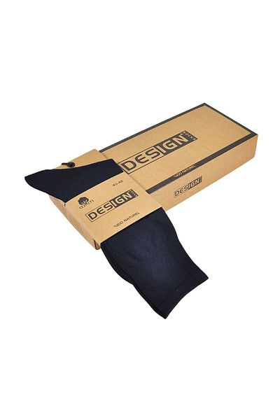 Design Socks Ανδρικές κάλτσες Navy Blue 100% βαμβακερές (6 ζευγάρια) σε ειδικό κουτί Kraft - Κάλτσες με σχέδια