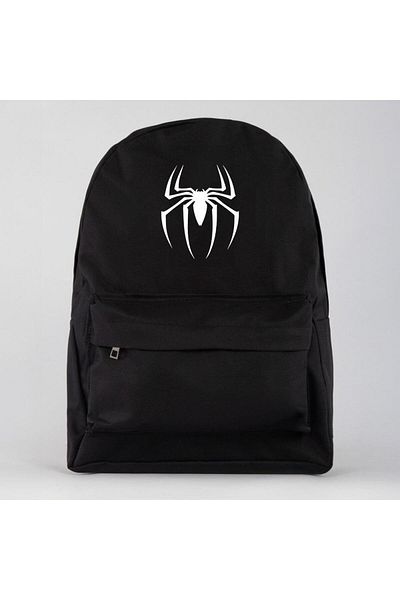 MECH BUTİK School Bag - Black Printed and Spider Backpack