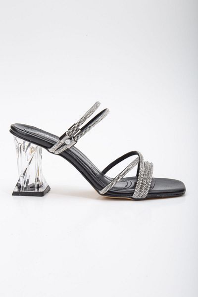MİSS ZÜLÜF Pantofi de damă cu toc transparent Stone Thin Bie Sandale