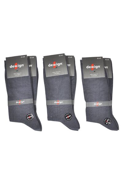 Design Socks Men's Smoked Plain Combed Cotton Socks (6 PAIRS) in Special Box - Patterned Socks