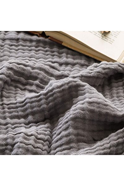 EVYA Soft Gray Cool 4 Kataneli 170X220 cm Modern Bedspread Organic Cotton 100%