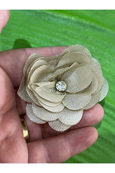 Gönülden Tasarım SÜT KAHVE ÇİÇEK BROŞ YAKA İĞNESİ 5X5 CM
