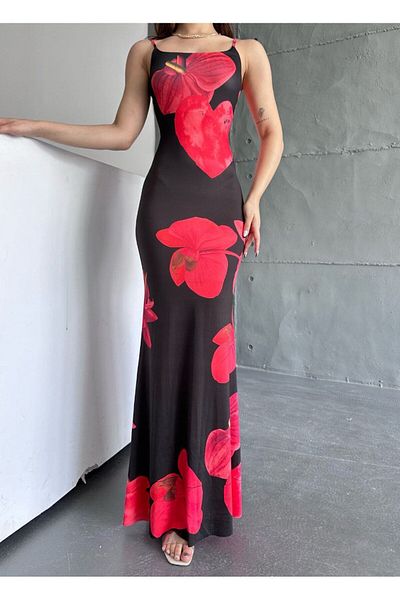 İLKCET MODA Γυναικείο φόρεμα με μίντι λουράκι με σχέδιο