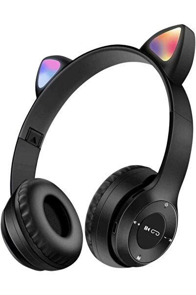 Store fonlu Işıklı Renk Değiştiren Cat Kedi Kulaklık siyah gamer Kulaklığı P4...