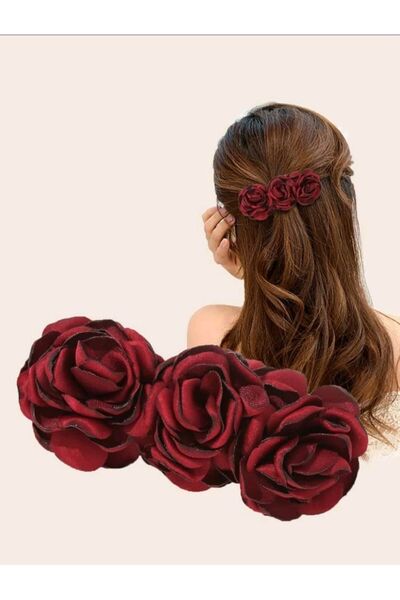 MutluBiDünya Vintage Bordo Güllü Otomatik Toka