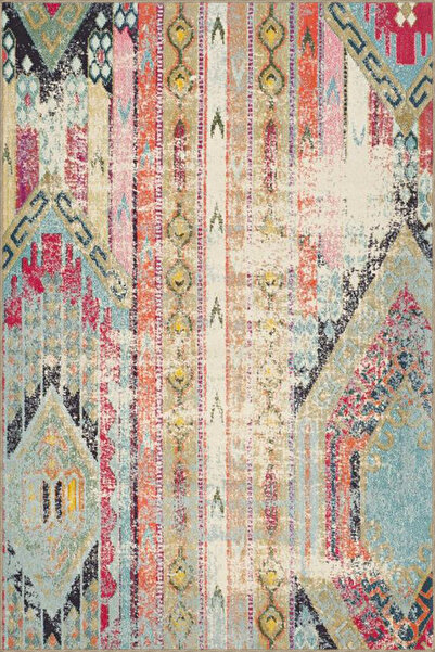 Rugs Modern Halı Renkli Vintage Temalı Desenli Dokuma Taban Halı ve Yıkanabil...