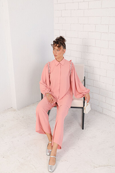 Melike Tatar طقم سلمون بأحجار على الكتف - 62-5068