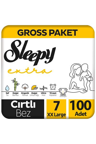Sleepy Extra Baby Diapers Gross Pack Size 7 100 Pieces