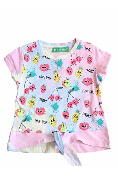 CİCHLİD تي شيرت Cichlid Sim من القطن العضوي المطبوع للفتيات الصغيرات - برباط