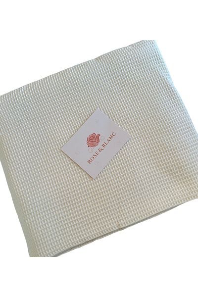 Rose & Blanc Ecru Color 100% Natural Cotton Double Waffle Bedspread (220X240CM)