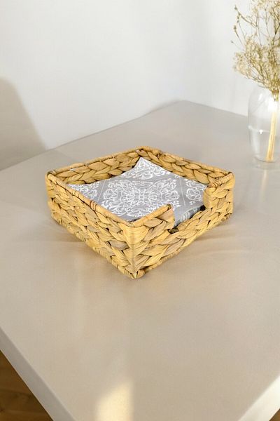 Digithome 19 Cm Brown Wicker Table Top - Square Horizontal Napkin Holder I/2 C1-1-289