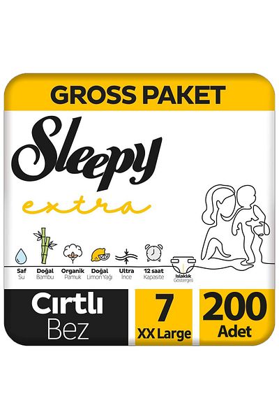 Sleepy Extra Baby Diapers Gross Pack Size 7 100X2 200 Pieces