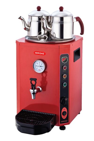 Işıkgaz Silverinox Jumbo Çay Makinesi 13 Lt. 1750 W. Kırmızı Profesyonel Endüstriyel