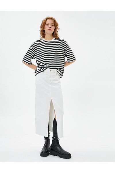 Koton Tricou cu mânecă scurtă, decolteu, amestec de viscoză