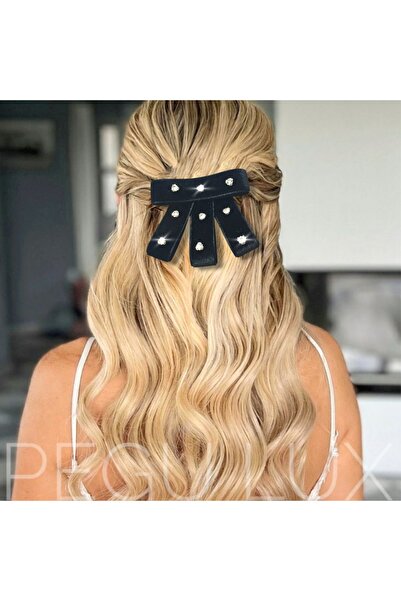 Pegu PANGILĂ DE CATIFEA NEGRĂ DESIGN SPECIAL CATARAMĂ AUTOMATĂ DETALIE PIATRĂ