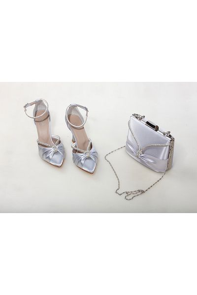 Modavien Combinație de pantofi și genți de damă Stone Silver 353ç