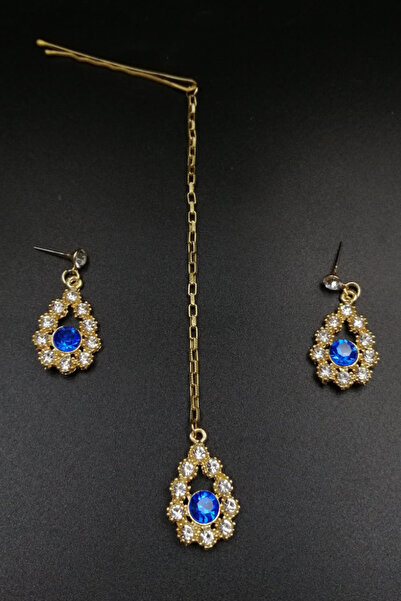 Kaftan Collection Hint küpesi ve Hint alınlık seti 3 lü set