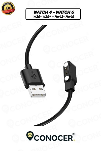 CONOCER Watch 6 Şarj Kablosu W26- W26 Plus- Hw12- Hw16 Uyumlu Akıllı Saat Şarj Kablosu Yüksek Kalite