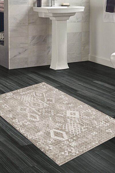 Dekoreko Kaymaz Taban Djt Banyo Halısı Trend Iskandinav F5137 Kahve