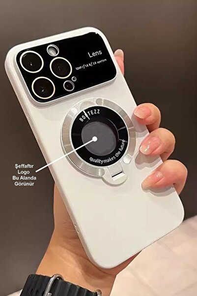 CONOCER Apple Iphone 15 Pro Magsafe Kapanan Standlı Logo Gözüken Kamera Çerçe...