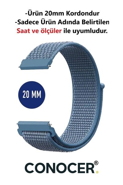 CONOCER Xiaomi Mibro C2 Uyumlu Yüksek Kalite 20 mm Hasır Dokuma Kordon Kayış