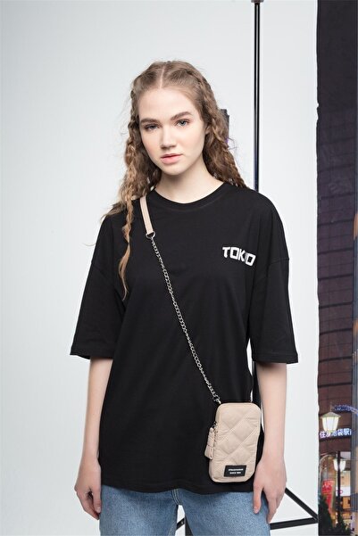 FECCY Oversize Γυναικείο Μπλουζάκι Τόκιο Μαύρο