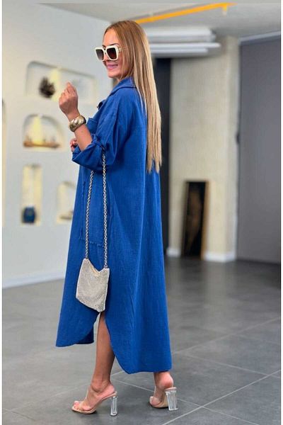 Rosidam Rochie de in spalat de marime standard - Potrivire confortabila, cu jumatate de plachet si buzunare