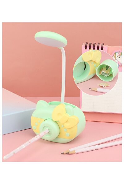 Livava Kurdelali Masa Lambası Ve Kalemtraş, Yeşil, 26x10,