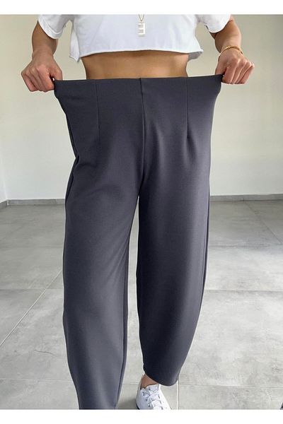 bymervetekstil Pantaloni cu balon din crepon antracit - Cendy fără centură