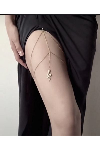 Binlerceal إكسسوار للجسم بسلسلة أرجل على شكل ثعبان ذهبي اللون