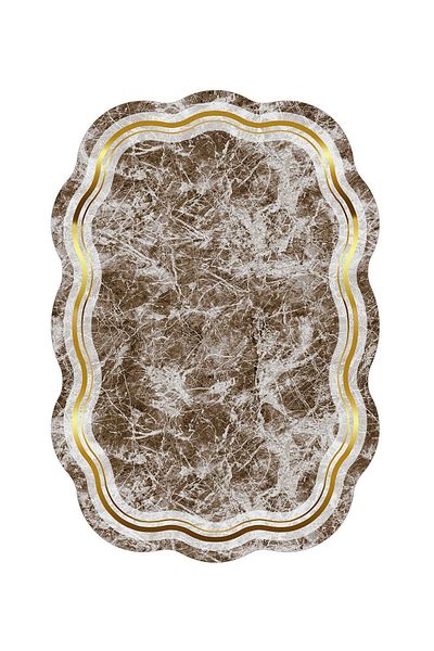 Alanur Home Laser Cut Djt 2 Pack Πλενόμενη αντιολισθητική βάση Χαλάκι μπάνιου Σετ Τουαλέτας 203 Φιγούρα Καφέ