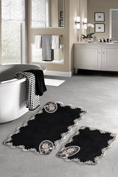 ALANUR Vienna Welsoft Lace 2-Piece Bathroom Toilet Set Black