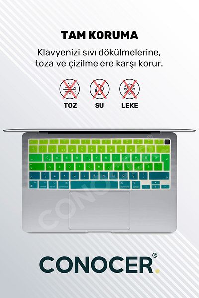CONOCER حافظة واقية لجهاز Macbook Air 2020 13 Inc M1 A2337 / A2179 متوافقة مع لوحة المفاتيح التركية Q
