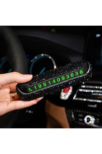 CONOCER Eye Catching with Stone on the Glove Box - Car Parking Number Crystal Black